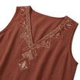 thumbnail image 6 of Womens Summer Tops Linen Embroidered Sleeveless Tops Casual V Neck Blouse Loose Red Plus Size Tank Tops for Women, 6 of 6