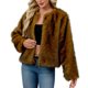 thumbnail image 2 of Chaqueta de abrigo cálida para mujer, de invierno, lisa, con cuello redondo, 2 of 9