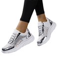 thumbnail image 6 of Willtoo Women Breathable Lace Mesh Lace Up Platform Sneakers Low Top Platform Heel Casual Shoes Lightweight Non Slip Round Toe Glitter Fashion Footwear, 6 of 6