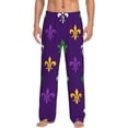 thumbnail image 2 of Kdxio Purple Mardi Gras Print Men's Sleep Pajama Pant Lounge Pants with Pockets, 2 of 8