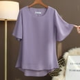 thumbnail image 2 of Chiffon Shirt Short-sleeved Women‘s Summer  New Round Neck Loose  Large    T-shirt Base Shirt, 2 of 7