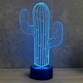 thumbnail image 4 of Lámpara de luz nocturna de flor de cactus 3d Ilusión Led 7 Cambio de color Interruptor táctil Mesa Escritorio Decoración Lámparas Regalo con base de acrílico plana Abs Usb Feliz Sencillez, 4 of 5