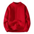 thumbnail image 3 of Yiliang Cable knit Classic Sweater for Men Fall and Winter Long Sleeve Warm and Thermal Top Clothes ,Red,XL, 3 of 5