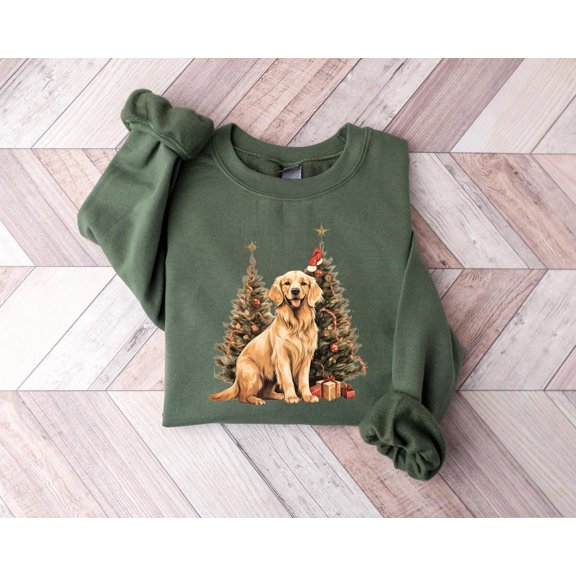 Golden Retriever Winter Sweatshirt, Dog Winter Shirt, Golden Mom Tshirt, Dog Lover, Sweatshirt Winter Tree Shirt Tshirt All Size S-5XL