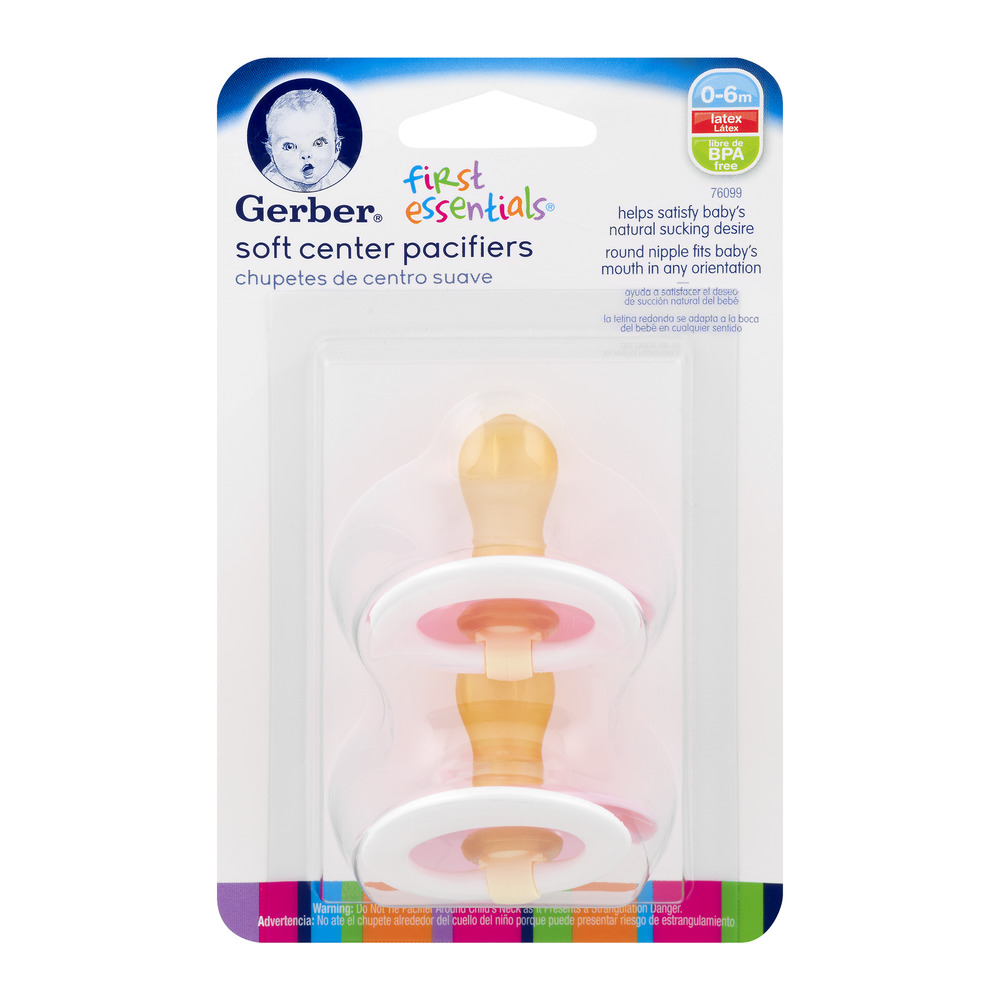 Gerber First Essentials Soft Center Pacifiers, 0-6 Months, 2 Counts - image 4 of 7