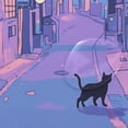 thumbnail image 4 of Yayeee Shower Curtain with Hooks 72"x72" Waterproof Fabric Bathroom Hanging Decor, Cat Walking in Street, 4 of 5