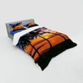 thumbnail image 3 of Tropical Duvet Cover Set, Exotic Palm Trees Pattern with Beach and Ocean Sunset in Hawaii Summer Season, Bedding Set with Shams and Fitted Sheet, 3 Sizes, by Ambesonne, 3 of 3