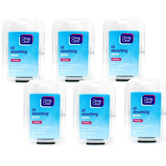 6 Pack - CLEAN & CLEAR Oil Absorbing Sheets 50 Each