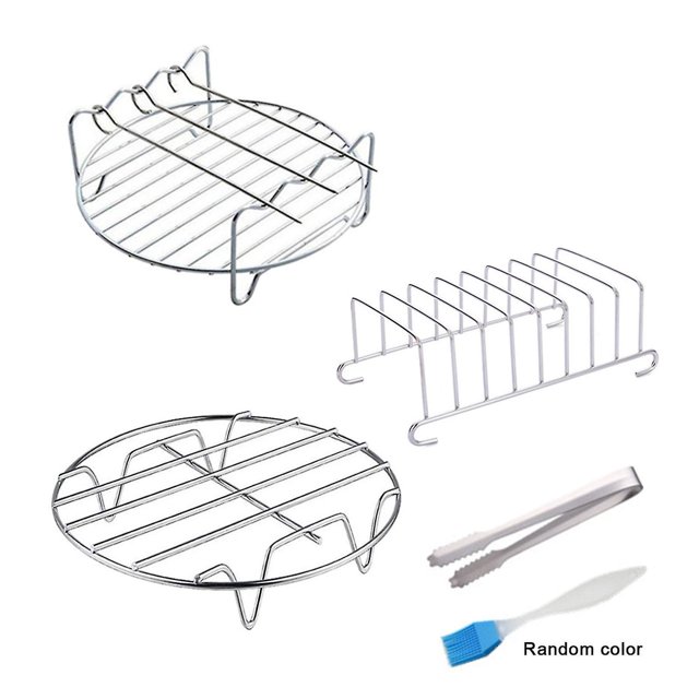 Soporte de Metal para parrilla, estante para freidora de aire de calidad alimentaria, acero inoxidable de doble capa, 3 uds.