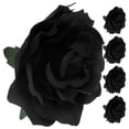 thumbnail image 2 of 5 broches de flores de tela de 10 cm para novia, con forma de rosa realista, para el pelo, para boda (negro), 2 of 6