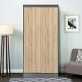 thumbnail image 3 of Better Home Products Modern Wood Double Sliding Door Wardrobe Natural Oak /Gray, 3 of 8