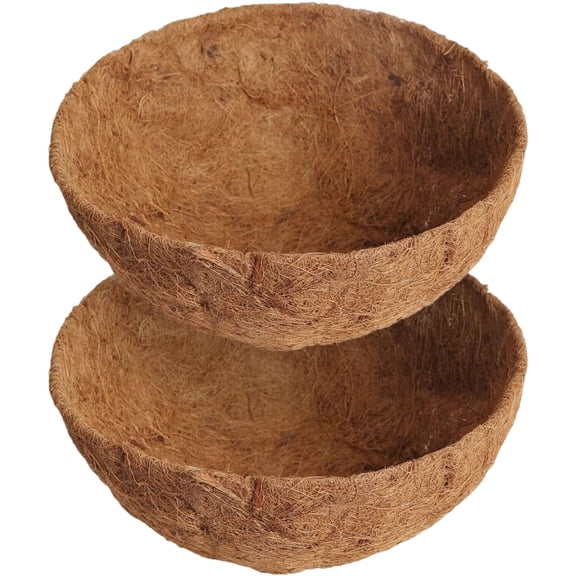 2Pcs Coconut Liners - 8in Hanging Baskets Planters, Thick Breathable Round Liner for Outdoor Porch Garden Flower