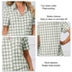 thumbnail image 5 of Conjunto de pijama de manga corta para mujer, estampado a cuadros, cuello vuelto, dos piezas, top y pantalones cortos, ropa de dormir gris claro 3XL, 5 of 6