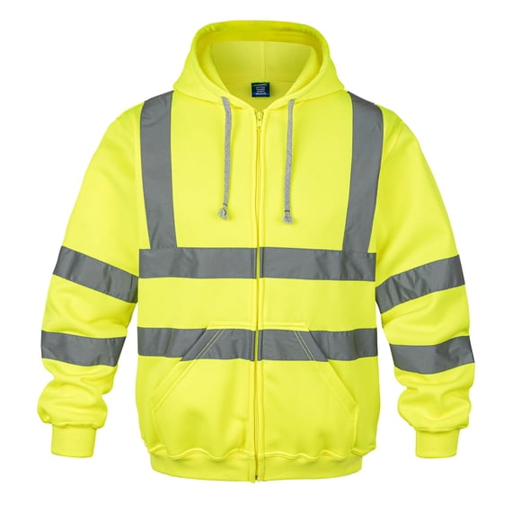 Sudaderas con capucha Hi Vis para hombre, sudadera reflectante con cremallera completa, amarilla, XXL