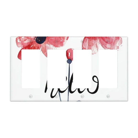 Flower Hello Daisy Switch Cover Decorative Wall Plate / 4-Gang 4-Decor / Standard Size 4.5x8 in