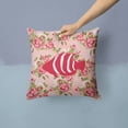 thumbnail image 2 of Carolines Treasures Fish Shabby Chic Pink Roses Fabric Decorative Pillow 14Hx14W multicolor, 2 of 4