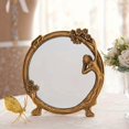 thumbnail image 2 of 1 espejo colgante vintage de resina en relieve, dorado, para maquillaje, de mesa o para decorar la pared., 2 of 5