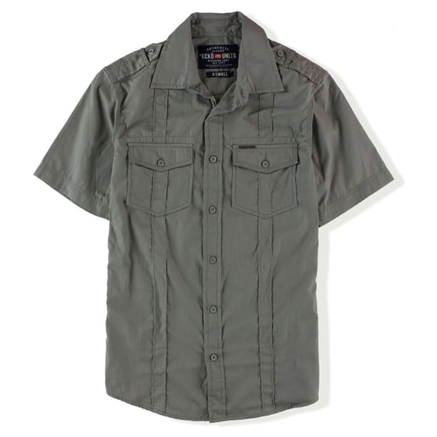 Ecko Unltd. Camisa Roberts SS Woven Button Up para hombre, gris, XS