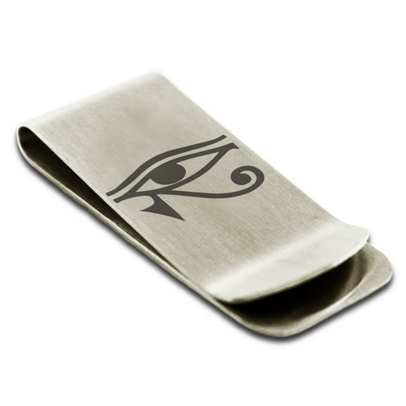 Tioneer Stainless Steel Egyptian Eye of Horus Engraved Money Clip Holder