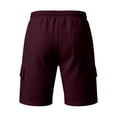 thumbnail image 6 of JTSRKL Men's Outdoor Cargo Shorts Solid Waffle Knit Drawstring Elastic Waist Multi Pocket Short Pants Lightweight Summer Beach Daily Casual Trunks Wine S, 6 of 7