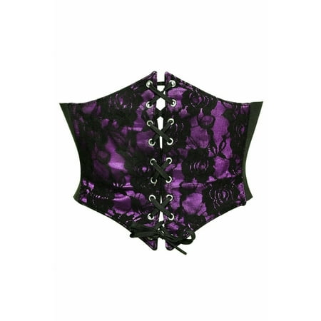 

Lavish Purple With Black Lace Overlay Corset Belt Cincher