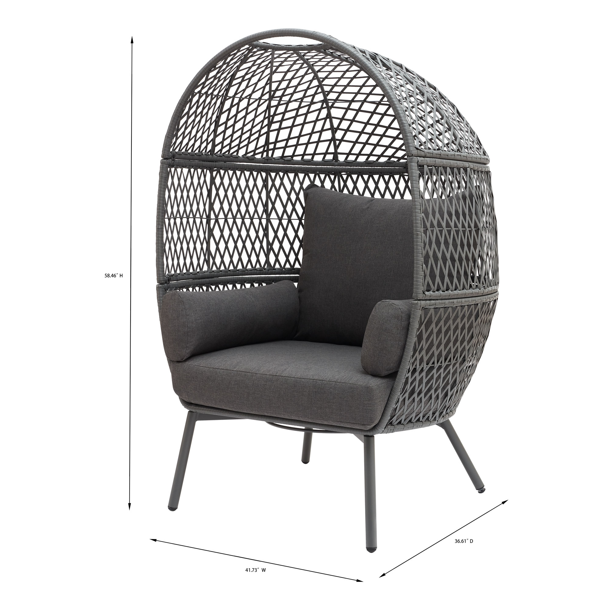 Better Homes & Garden Ventura Steel Stationary Wicker Egg Chair – Mono Gray - image 2 of 6