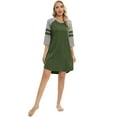 thumbnail image 3 of Women 3/4 Sleeve Sleeve Nightgown Loose Fit Sleepshirt Spring Fall Sunmer Calf-Length Soft House Dress Round Neck Comfy Sleepwear Loungewear, Green S-3XL, 3 of 9