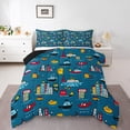 thumbnail image 1 of Erosebridal Cartoon Transportation Bedding Full Comforter Set, Helicopter Ship Modern Building Down Comforter, Reversible 3pcs, 1 of 8
