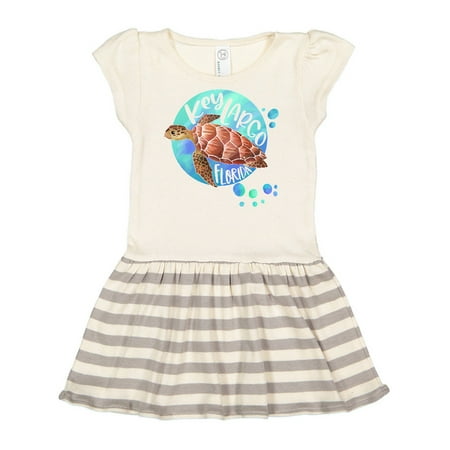 

Inktastic Key Largo Florida Swimming Sea Turtle with Bubbles Gift Toddler Girl Dress