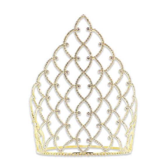 10" Traditional Rhinestone Queen Crown - Gold #11185G