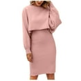 thumbnail image 2 of Babysbule Lounge Sets for Women Women's Stylish Solid Pullover Knitted Sweater Dress Suit Tracksuit Homewear, 2 of 9
