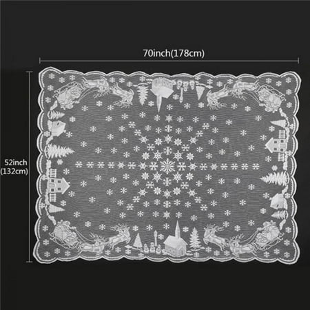 

Promotion!!!Christmas Wedding Decoration Tablecloth Snowflake Elk Lace Table Cloth Glass Table Cover Polyester Christmas Room Wedding Decor