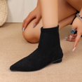 thumbnail image 6 of WAVSUF Women's Ankle Boots Anti Slip Pointed Toe Soft Sole Wide Width Suede Flat Boots Black 6, 6 of 9