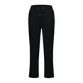 thumbnail image 4 of GAQLIVE Women High Waisted Solid Straight Pants Waist And Long Women Casual Elastic Drawstring Pants With Pockets Black 3XL, 4 of 5