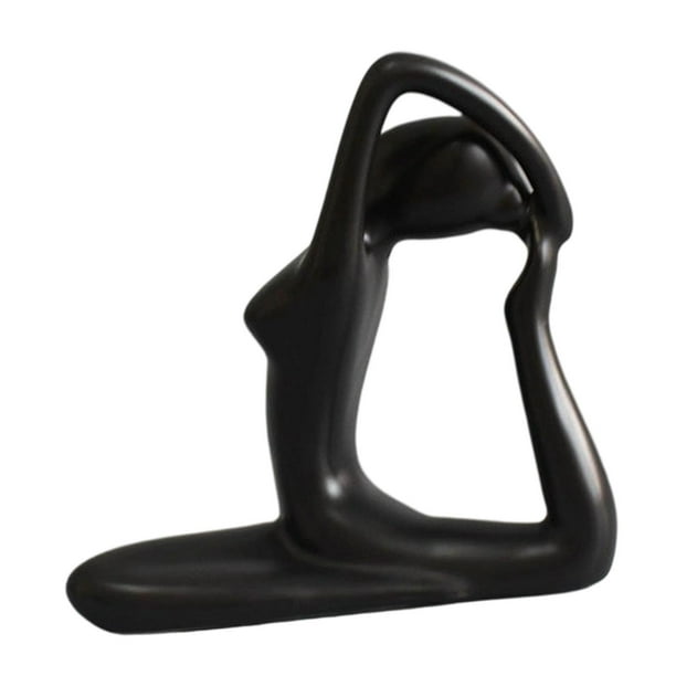 Estatua de niña haciendo yoga, adorno de escritorio, cerámica moderna, arte decorativo abstracto Estilo D