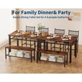 thumbnail image 3 of 47 Inch Farmhouse Dining Table Set for 4, Modern Kitchen Table with Bench and Chairs, Storage Shelf & Sturdy Metal Frame, Space-Saving Design for Apartment and Kitchen, Brown, 3 of 6