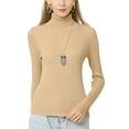 thumbnail image 1 of UKAP Ladies Tunic Blouse Long Sleeve Jumper Top Solid Color Knit Tops Slim Fit Work Sweater Light Camel XL, 1 of 3