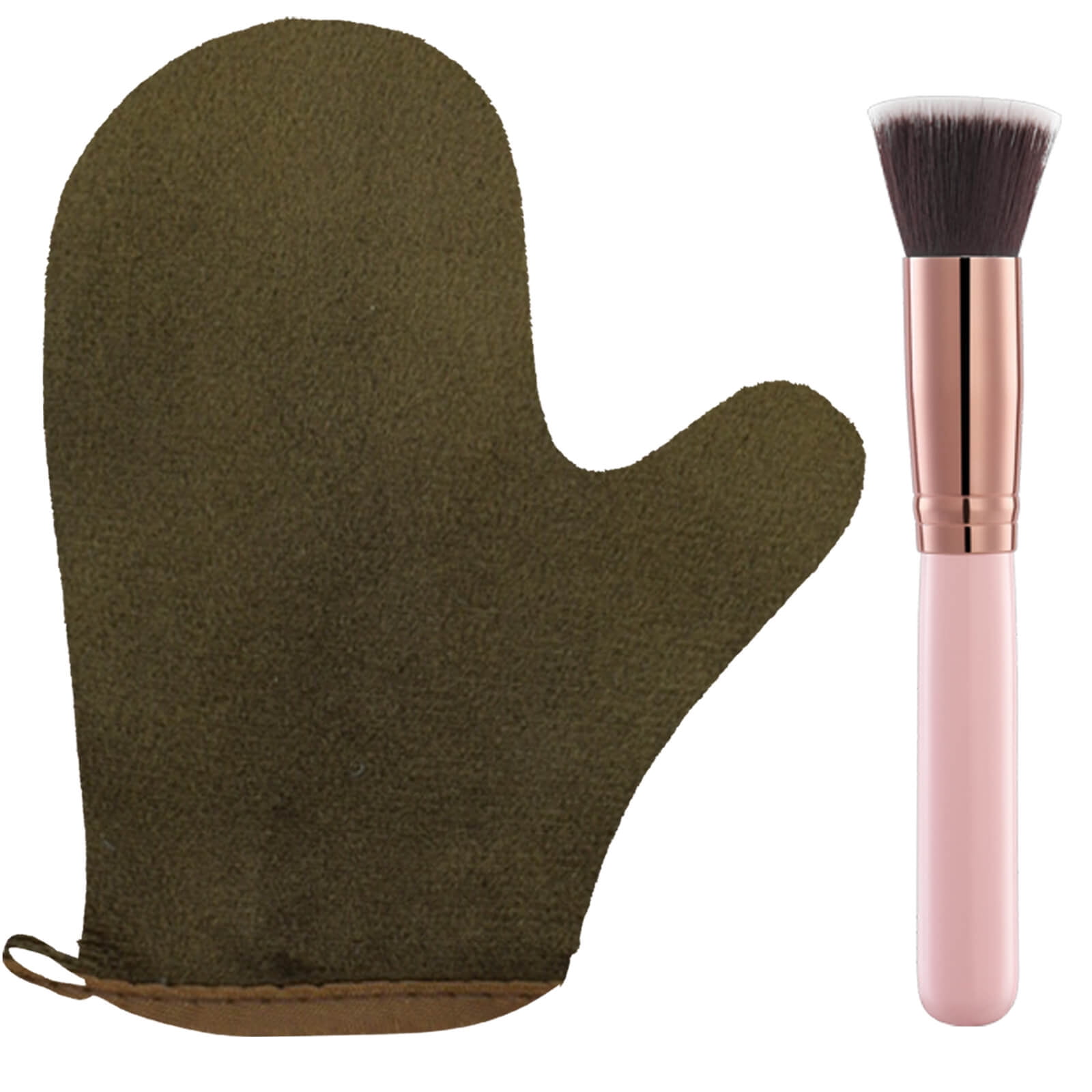 2 Pack Self Tanning Mitt Applicator Kit Set, Self Tanning Glove and Self Tanner Flat Top Brush, Tan Applicator for Sunless Fake Bake Self Tan