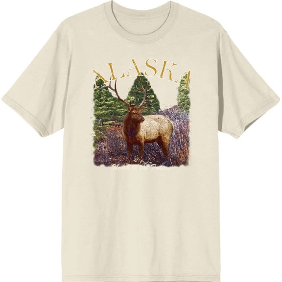 Adventure Society Alaska Men's Natural Crew Neck Short Sleeve Tee-Large