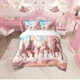 thumbnail image 2 of Erosebridal Cute Horse Bedding Sets Twin Size, Pink Cherry Blossoms Comforter Sets with Sheets, Japanese Anime Bedroom Decorative, Reversible 7-Piece, 2 of 4