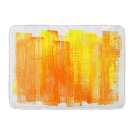 LADDKE Yellow Paint Abstract Hand Watercolor Orange Brush Stroke Color Water Doormat Floor Rug Bath Mat 23.6x15.7