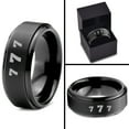 thumbnail image 4 of Tungsten Lucky Number Seven Band Ring 8mm Men Women Comfort Fit Black Step Bevel Edge Brushed Polished, 4 of 4