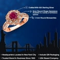 thumbnail image 2 of Gem Stone King 18K Rose Gold Plated Silver Red Created Ruby and White Moissanite Engagement Ring for Women (1.39 Cttw, Center 6MM, Gemstone July Birthstone, Available in Size 5, 6, 7, 8, 9), 2 of 6