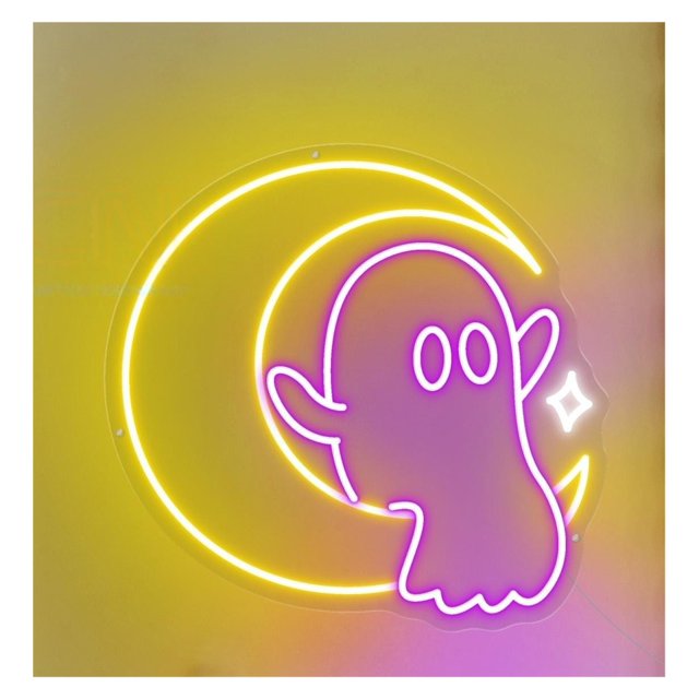 Letrero De Neón Luna Fantasma, Ideal Para Halloween, Perfecto Para Decorar La Pared Tu Habitación, El Dormitorio 50cm