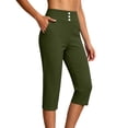 thumbnail image 3 of Women's Plus Size Polyester Spandex Quick Dry Tight Fitness Yoga Pants, High Stretch Soft Sport Trousers, All Season Workout Bottoms for Gym Daily | TruHer,Army Green L, 3 of 9