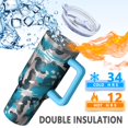 thumbnail image 5 of Camouflage 40oz Tumbler– Stainless Steel Insulated Tumbler with Handle and Straw, Large Capacity Travel Cup for Hot & Cold Drinks, 5 of 6