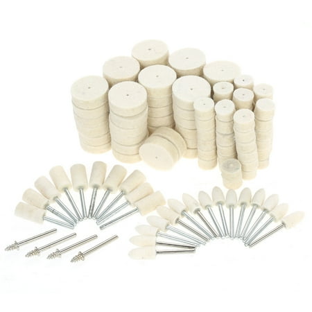 Abrasive Wheel Adapter 129pcs Abrasive Polishing Wheel Polishing Tools Wool Felt Metal Surface Buffing Accessories for Dremel Rotary Tool ()