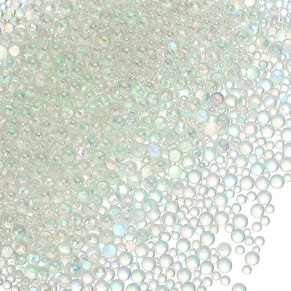 Uxcell Resin Bubble Beads, Tiny Iridescent No Hole Mini Glass Bubbles for DIY Crafting White
