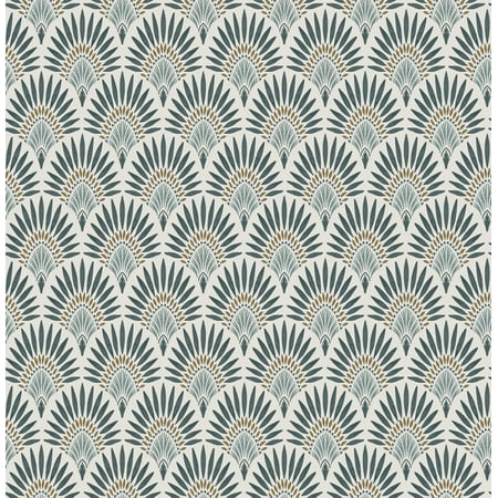 Better Homes & Gardens Teal Zelda Fan Peel and Stick Wallpaper 30.75 Sq. ft 1 Count