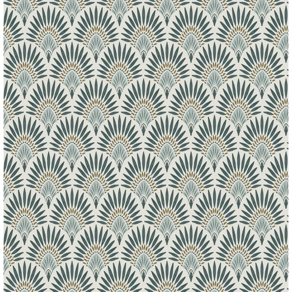 Better Homes & Gardens Teal Zelda Fan Peel and Stick Wallpaper 30.75 Sq. ft, 1 Count
